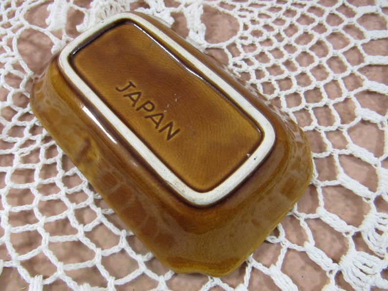 Vintage Mod Flowers Plate Hexagon Shaped Dish Japan Raised Pattern Trinket Candy Soap Dish