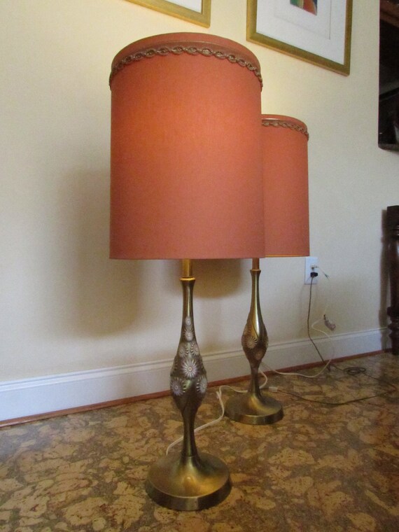 Antique Rembrandt Brass Table Lamp Boho Daisy With Original Etsy