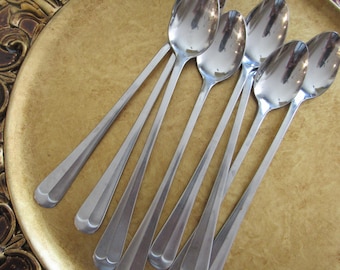 Vintage Iced Tea Spoons Set of 4 Milkshake/Ice Cream Sundae/Smoothie/Parfait Spoon Stainless Steel Colonial Pierced Style