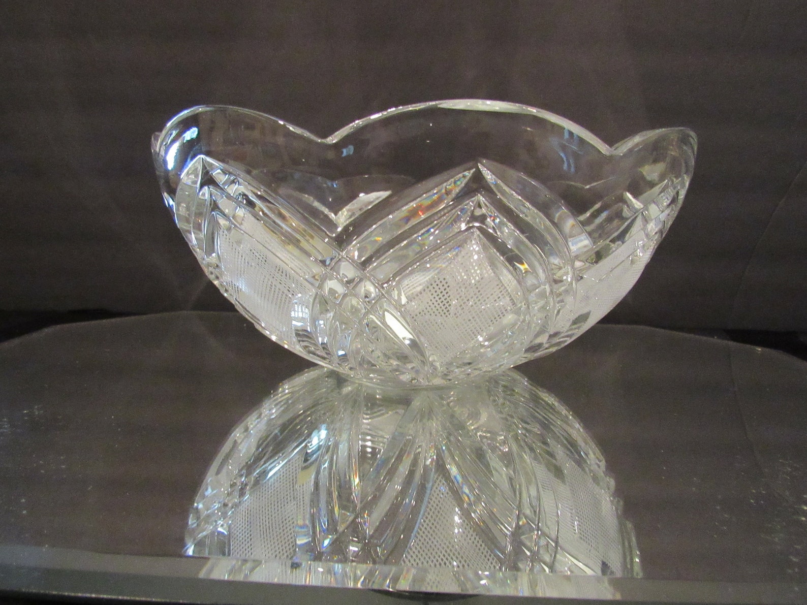 Vintage HEAVY CRYSTAL Bowl Scalloped Edge Giftware Serving Etsy