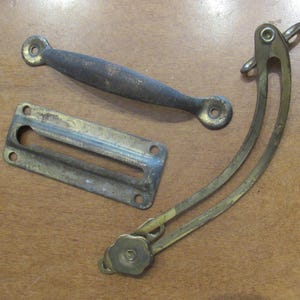 Antique Hardware Lot of 3 Curved Drop Front Hinge Handle Lock