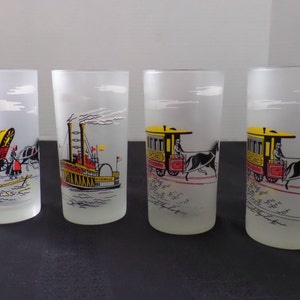 Vintage Libbey Frosted Cocktail Glasses Early Transportation | Etsy