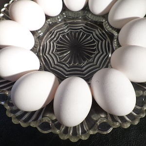 Vintage Pressed Glass Deviled Egg Plate Oyster Relish Dish image 1