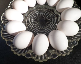 Vintage Pressed Glass Deviled Egg Plate Oyster Relish Dish