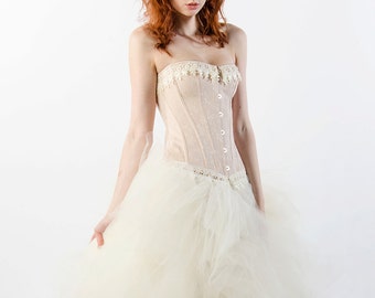 Custom Ivory Dream Prom Dress Wedding Evening Gown Corset Dress