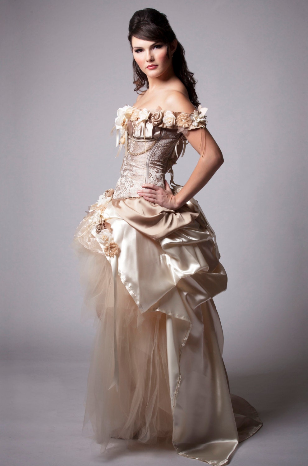 Ivory prom dresses, unique prom dresses, custom make evening dresses main image 1