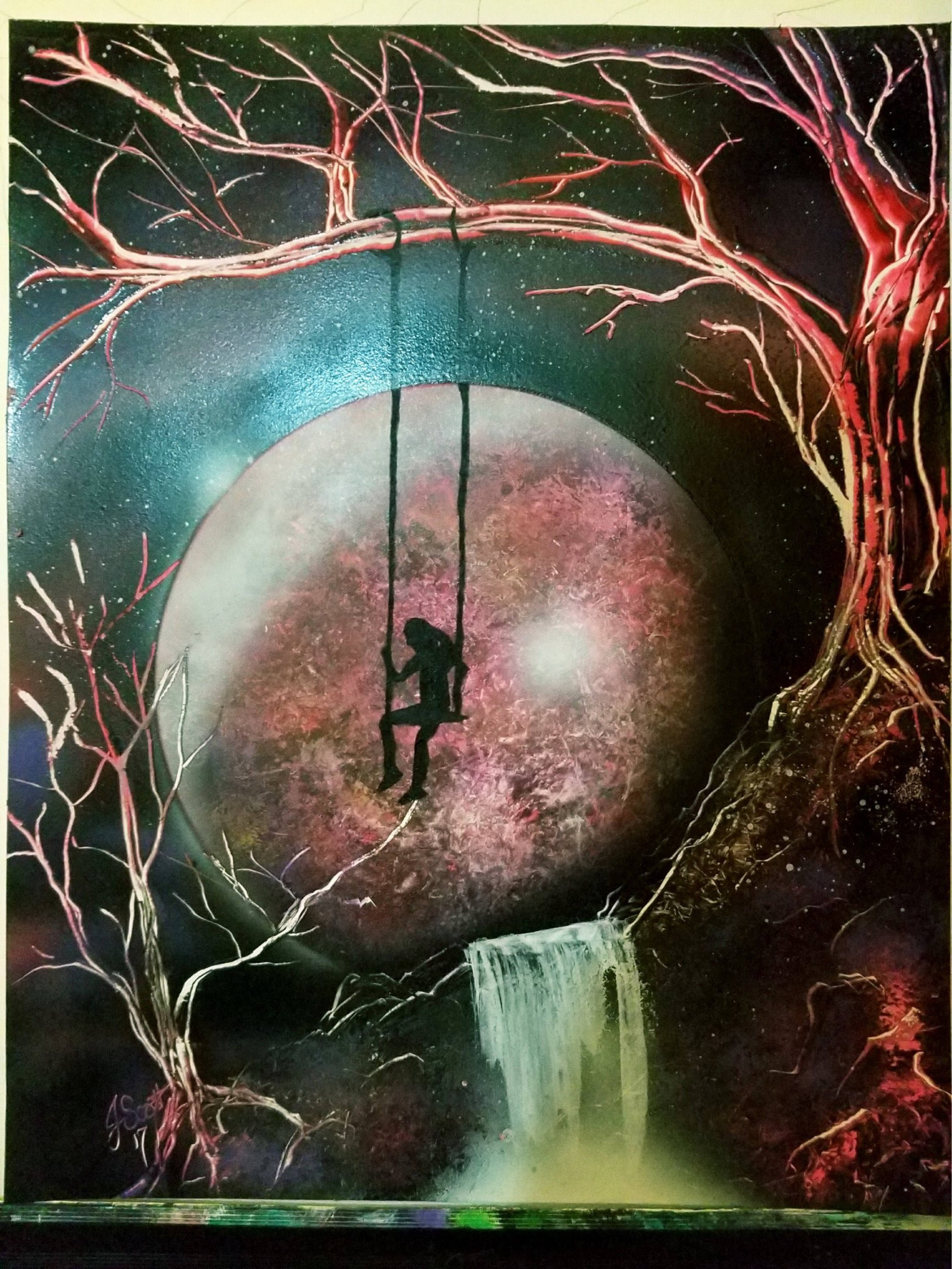 Spray Paint Art Moonlight Swing 16x On Posterboard Etsy Spray Paint Art Moonlight Swing 16x On Posterboard Etsy