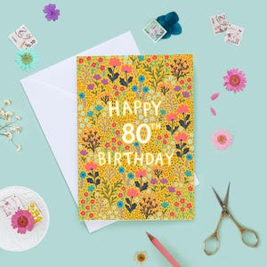 80er Geburtstagskarte für sie, alles Gute zum 80er Geburtstag, 80er Geburtstagskarte für Frauen, Blumenkarte zum 80er Geburtstag, Eighty Today, für Mama, für Oma