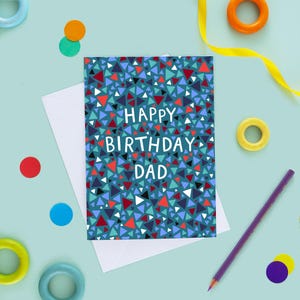 Dunkelblaue geometrische Geburtstagskarte für Papa, Geburtstagskarte für Papa, alles Gute zum Geburtstagkarte für Papa, einfache Geburtstagskarte für Papa
