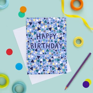 Hellblaue geometrische Geburtstagskarte, einfache Geburtstagskarte für Männer, alles Gute zum Geburtstagkarte für Männer, für Freund, für Bruder, für ihn, für Papa