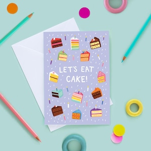 Süße Kuchen Geburtstagskarte, Let's Eat Kuchenkarte, Geburtstagskarte für Freund, Geburtstagskarte für sie, Geburtstagskarte für Schwester, süße Geburtstagskarte