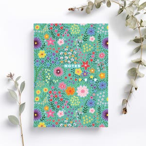 Hardback A5 Journal, Hardback A5 Notebook, Botanical Notebook, Lined / Plain Notebook, Teal Floral Notebook, Cottagecore, Gift For Friend