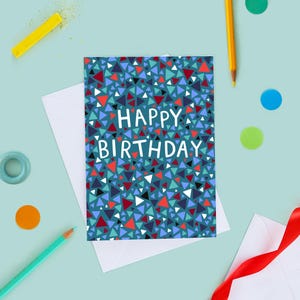 Dunkelblaue geometrische Geburtstagskarte, einfache Geburtstagskarte für Männer, alles Gute zum Geburtstagkarte für Männer, für Freund, für Bruder, für ihn, für Papa