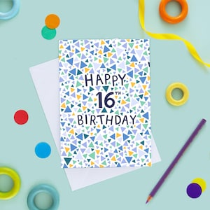 16. Geburtstagskarte für Jungen, alles Gute zum 16. Geburtstag, die 16. Geburtstagskarte des Jungen, Geometrische 16. Geburtstagskarte, Sixteen Today, Für Ihn, Für einen Freund
