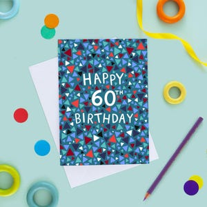 60th Birthday Card For Men, Happy 60th Birthday, Men&#39;s 60th Birthday Card, Geometric 60th Birthday Card, Sixty Today, For Him, For Friend