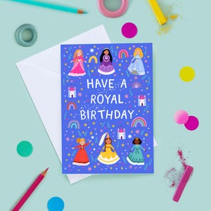 Any Age Princess Birthday Card, Girls Princess Birthday Card, Princess Birthday Card, Girls Birthday Card, 2nd, 3rd, 4th, 5th, 6th, 7th, 8th