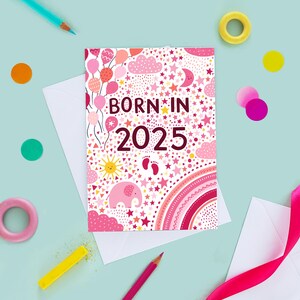New Baby Girl Card, Pink Baby Girl Card, Born in 2025 Card, Baby Girl Gift Personalised, New Baby Girl Card, Pink New Baby Card