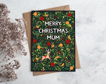 Christmas Card For Mum, Mum Christmas Card, Christmas Gifts For Mum, Pretty Christmas Card For Mum, Merry Christmas Card, Mum Xmas Card