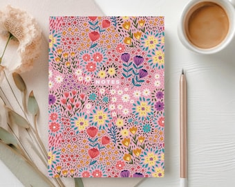 Pink Floral Hardback A5 Journal: Cottagecore Lined Notebook