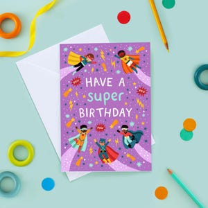 Carte d'anniversaire super-héros de tout âge, carte d'anniversaire super-héros, carte d'anniversaire garçon, carte d'anniversaire super-héros garçons, 3e, 4e, 5e, 6e, 7, 8e