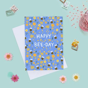 Cute Birthday Card, Happy Bee-Day Card, Birthday Card For Friend, Birthday Card For Her, Birthday Card For Sister, Bee Birthday Card