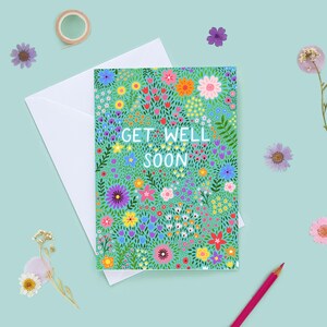Blumen Gute Besserung Karte, Denken an Sie Karte, Be Well Karte, Beileid Karte, Es tut mir leid Karte, Für sie, Frauen, Botanische Karte