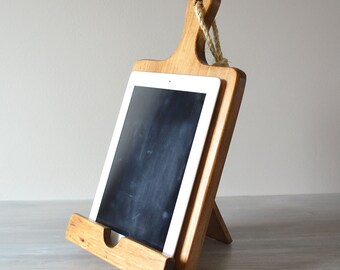 Rustic Wood iPad Stand, Cutting Board Style