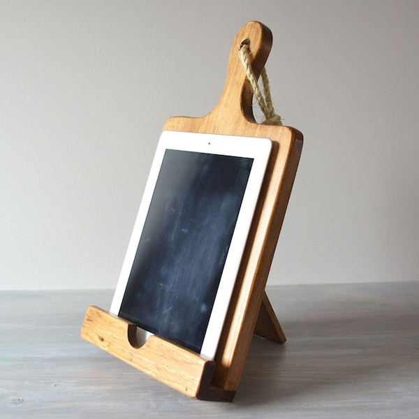 Rustic Wood iPad Stand, Cutting Board Style