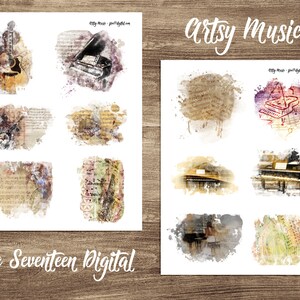 Música artística imprimible para diarios de arte, diarios basura, diarios de viñetas, diarios bíblicos y medios mixtos