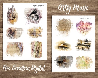 Artsy Music Printable for Art Journaling, Junk Journals, Bullet Journals, Bible Journaling, and Mixed Media