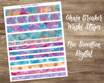 Printable Washi Tape - Washi Tape Strips to Coordinate with Chain Breaker Bible Journaling Kit - Abstract Collage Art