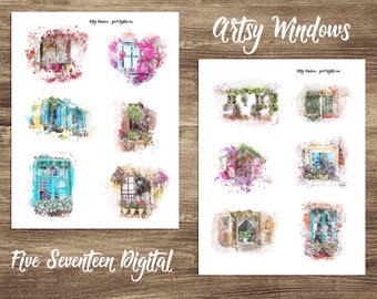 Artsy Windows Printable for Mixed Media, Bible Journaling, Art Journaling, Junk Journals