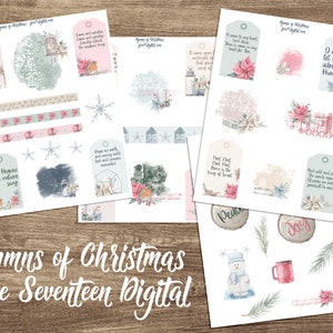 Hymnen van Kerstmis Vol. 1 - Bijbel Journaling Printable Kit - Kerstliederen - Winteraquarel - Advent Journal - December Daily