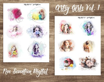 Artsy Girls Printable for Mixed Media, Bible Journaling, Art Journaling