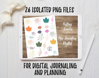 Falling Leaves Digital Journaling Stickers - Digital Bullet Journal - Digital Bible Journaling - iPad Journaling and Planning - PNG Files