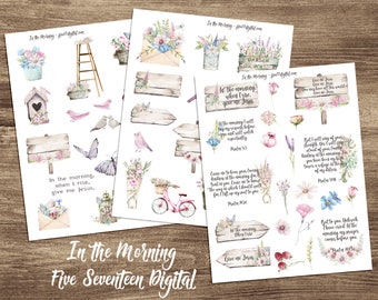 In the Morning Hymnal Journaling Printable Kit - Bible Journaling - French Farmhouse Ephemera