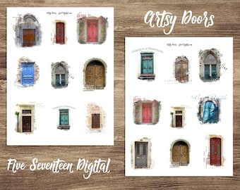 Artsy Doors Printable for Mixed Media, Bible Journaling, Art Journaling, Junk Journals