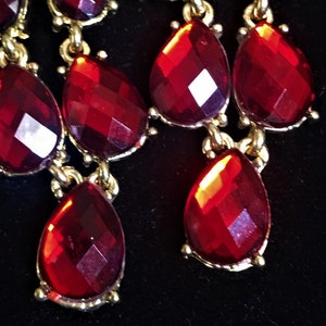 Dangle Earrings, Red Drop Earrings,, 4 Inch Earrings, Ruby Red Earrings, Super Long Earrings, Gift for Her image 4