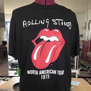 Rolling Stones T shirt Stones Memorabilia Stones 1975 tour Stones Tshirt Unisex Stones T Concert Shirt Stones World Tour Red Tongue