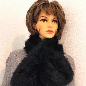 Faux Fur Collar Black Collar  Black Faux Fur Fake Fur Wrap Neck Warmer Winter Collar Fluffy Faux Fur Exchangeable Collar Neck Wrap