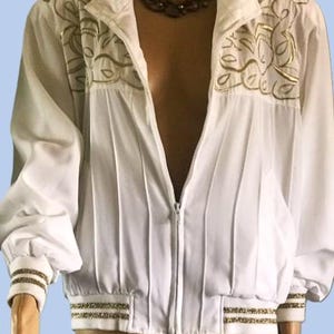 Embroidered Summer Jacket: 80s Palm Springs Style - Gold & White
