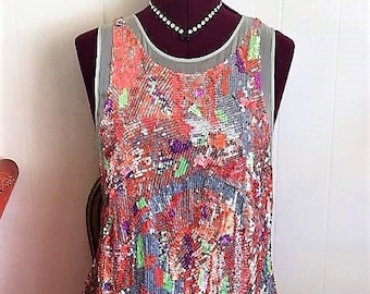 Sequin Cocktail Dress: Handmade Formal Evening Dress, Size Medium