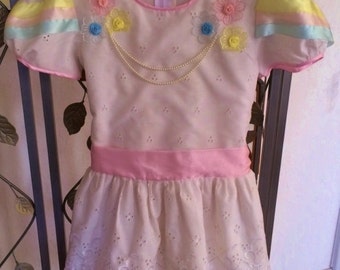 Girl's Dress, Cute Girl's Dress, Girl's White Dress, Dress with Ribbons,  Eyelet Dress, Easter Dress for Girls