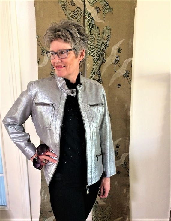 Leather Jacket, Silver Jacket, Metallic Leather Co