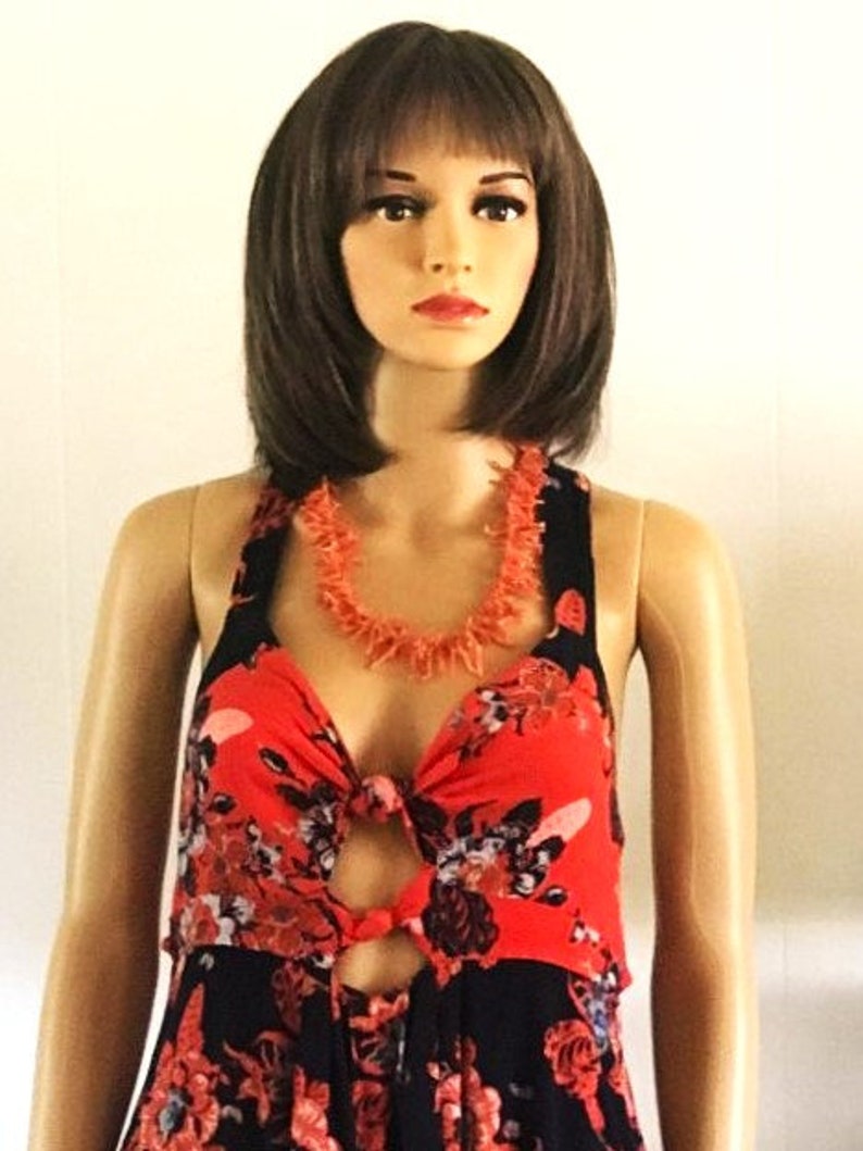Free People Navy Blue and Orange Open Back Summer Dress - Size Medium image 3