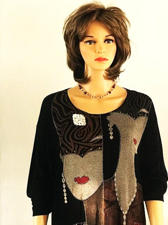 Art Deco Style, Extra Large Top, Festive Top, Art… - image 3