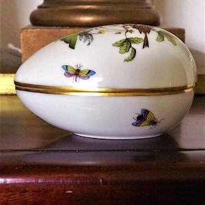 Hand-painted Porcelain Egg from Herend Hungary 2 Pieces of Egg Box 6 inch Egg the Larger Version Easter Present Beautiful Collectible Item