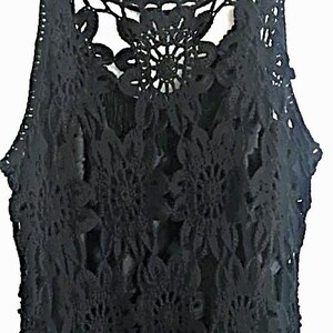 Free People Black Crochet Dress with Matching Black Slip Size: Medium image 3