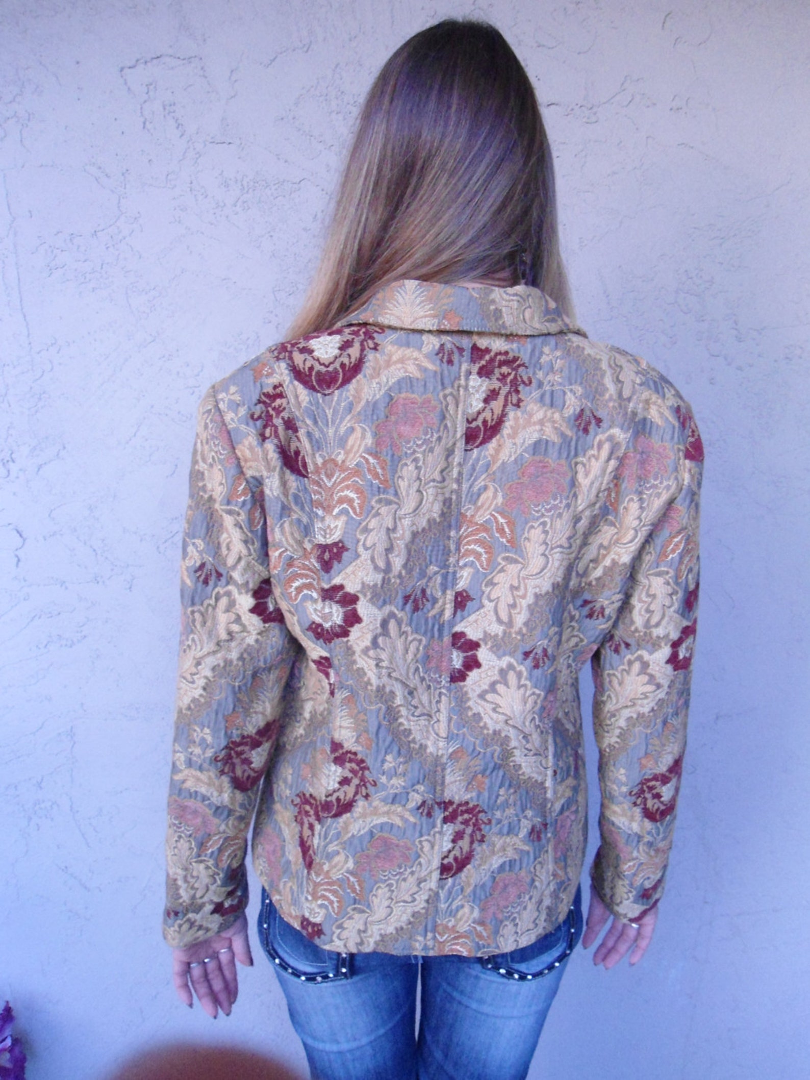 Tapestry Jacket Elegant Jacket Tapestry Like Fabric Etsy