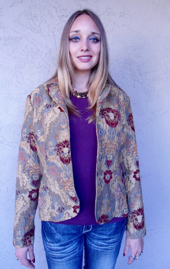 Tapestry Jacket Elegant Jacket Tapestry Like Fabric Etsy